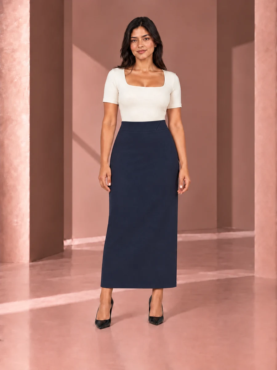 Falda Padova Marino liso, referencia visual talla XS