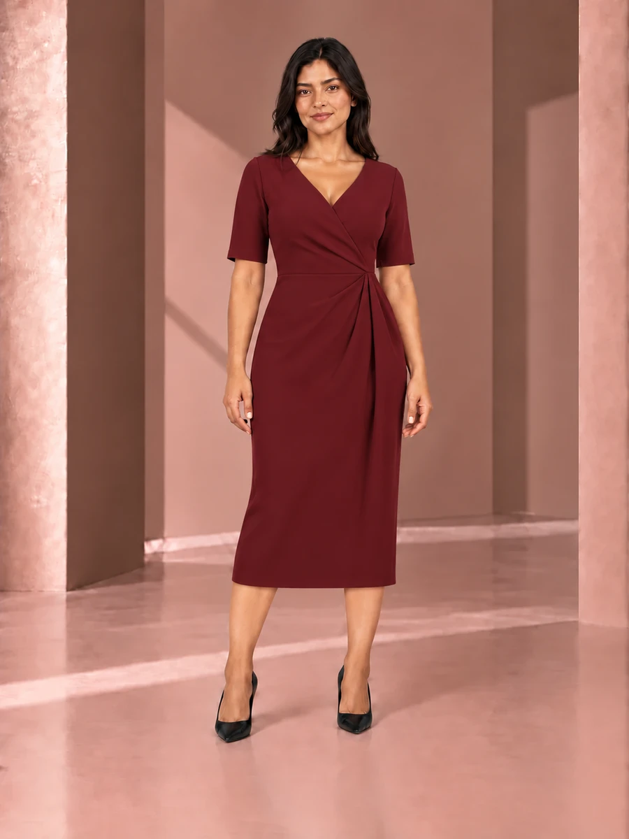 Vestido Trento Borgoña profundo, referencia visual talla XS